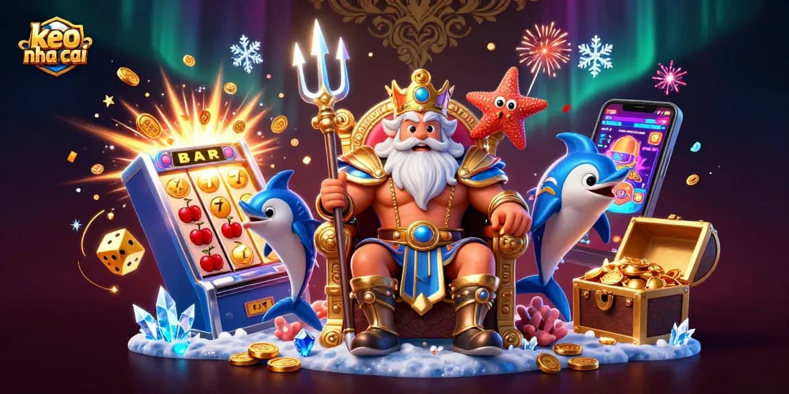 Experience thrilling keo nha cai action with Neptune, samurai, and dazzling casino elements.