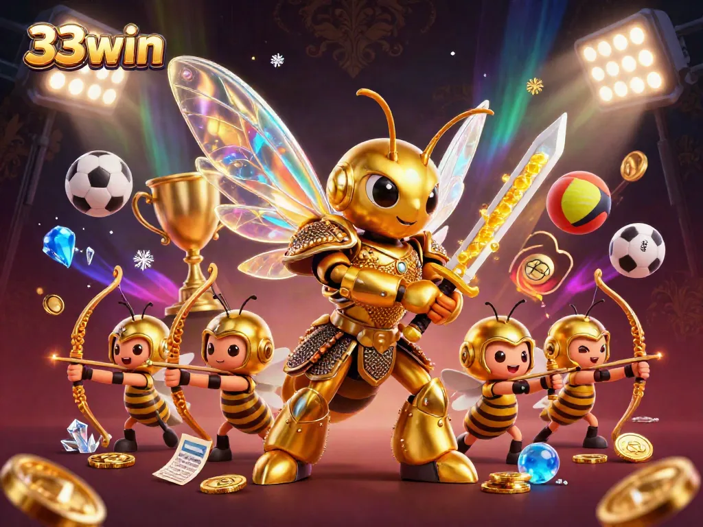Experience delightful sports betting excitement at 33win with a vibrant illustration of action-packed gambling elements.