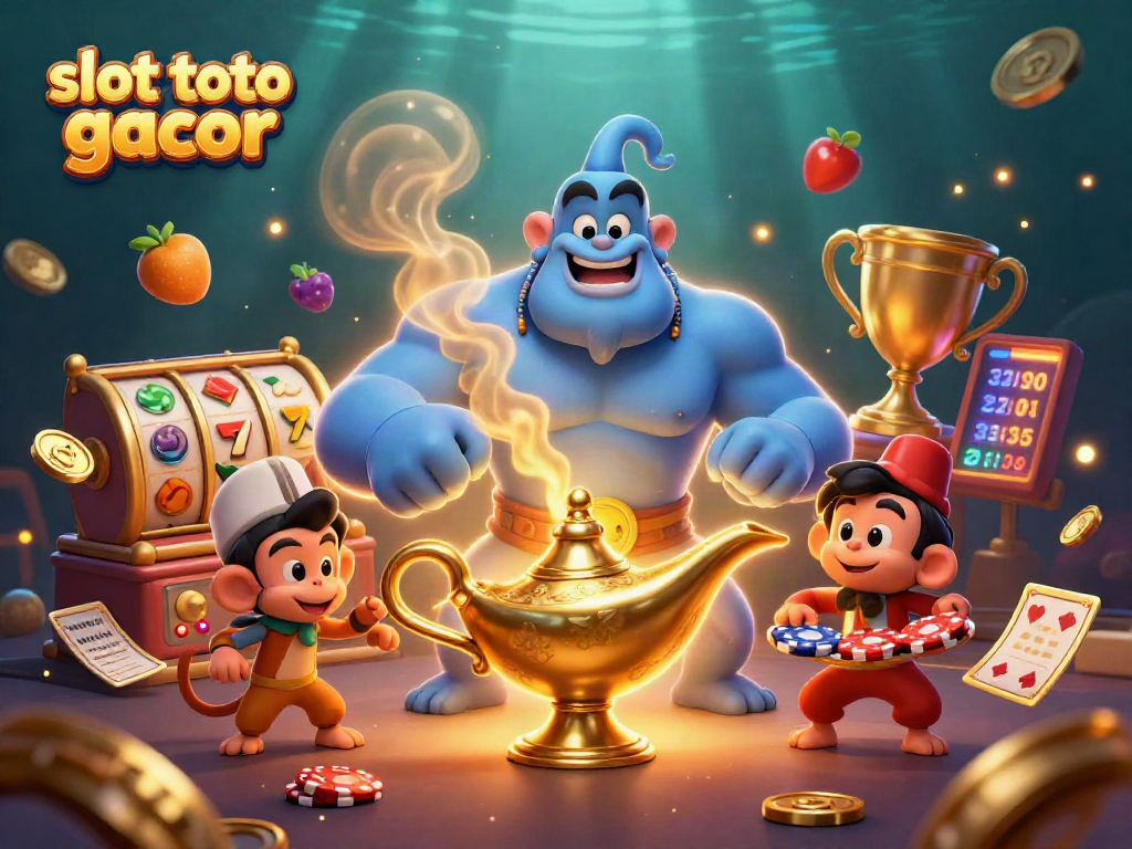 Experience the excitement of slot toto gacor with dynamic reels and vibrant casino elements in this vivid illustration.
