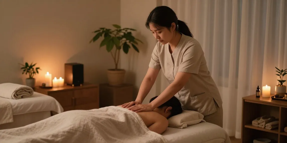 Relaxing 서울출장마사지 session in an inviting therapy studio with warm lighting and calming decor.