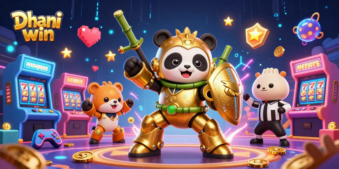 Play thrilling lottery games and slots on Dhani win with a vibrant 3D illustration.