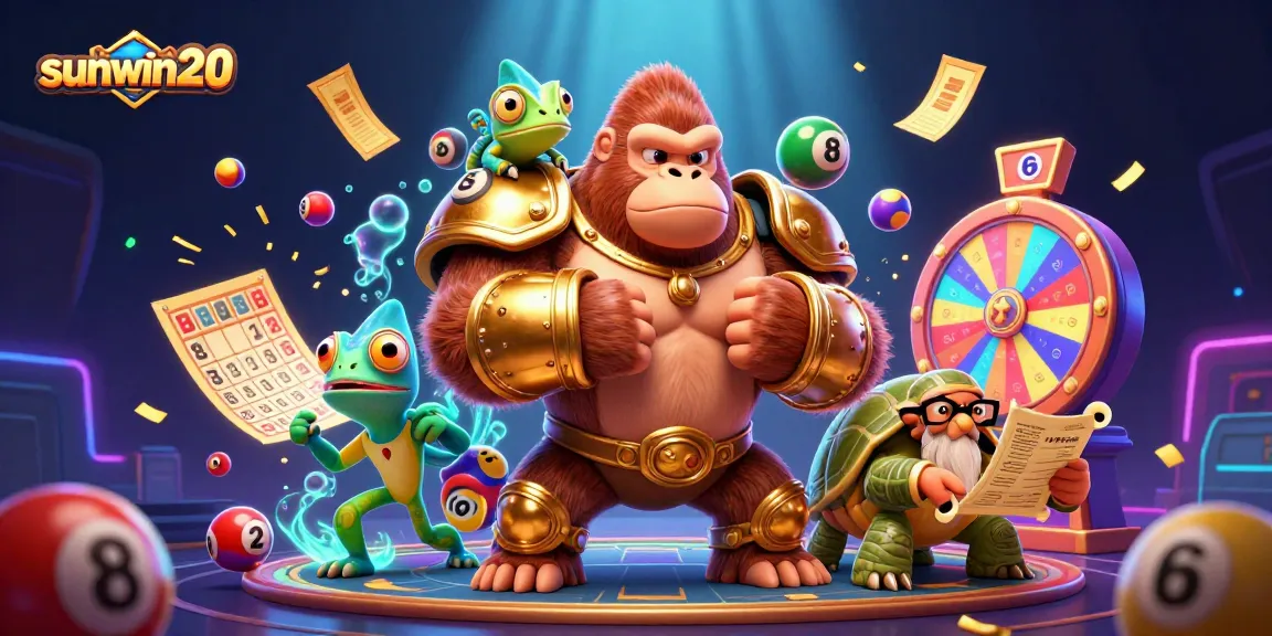 Experience the vibrant excitement of sunwin20 with a powerful gorilla king and dynamic game elements in a captivating casino scene.